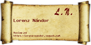 Lorenz Nándor névjegykártya
